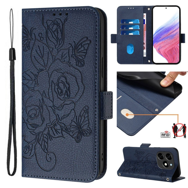 Embossed Rose RFID Anti-theft Leather Phone Case, For Tecno Pova 6 4G, For Tecno Pova 6 5G / 6 Pro, For Tecno Camon 30 Pro 5G, For Tecno Camon 30 5G / 4G, For Tecno Spark 20 Pro+, For Tecno Spark 20 Pro, For Tecno Spark Go 2024 / Spark 20C             ...