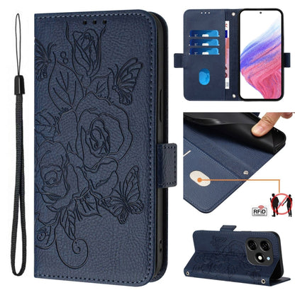 Embossed Rose RFID Anti-theft Leather Phone Case, For Tecno Pova 6 4G, For Tecno Pova 6 5G / 6 Pro, For Tecno Camon 30 Pro 5G, For Tecno Camon 30 5G / 4G, For Tecno Spark 20 Pro+, For Tecno Spark 20 Pro, For Tecno Spark Go 2024 / Spark 20C             ...