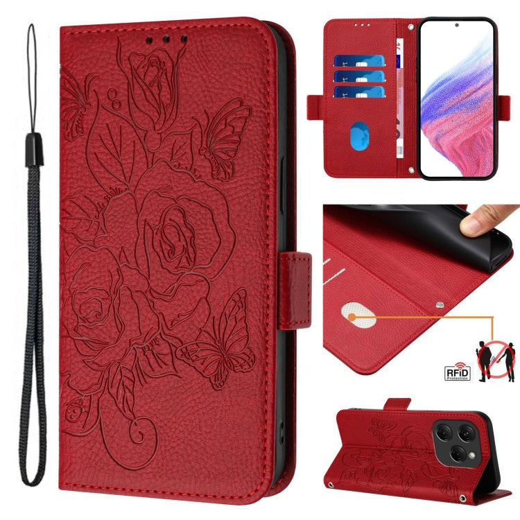 Embossed Rose RFID Anti-theft Leather Phone Case, For Tecno Pova 6 4G, For Tecno Pova 6 5G / 6 Pro, For Tecno Camon 30 Pro 5G, For Tecno Camon 30 5G / 4G, For Tecno Spark 20 Pro+, For Tecno Spark 20 Pro, For Tecno Spark Go 2024 / Spark 20C             ...