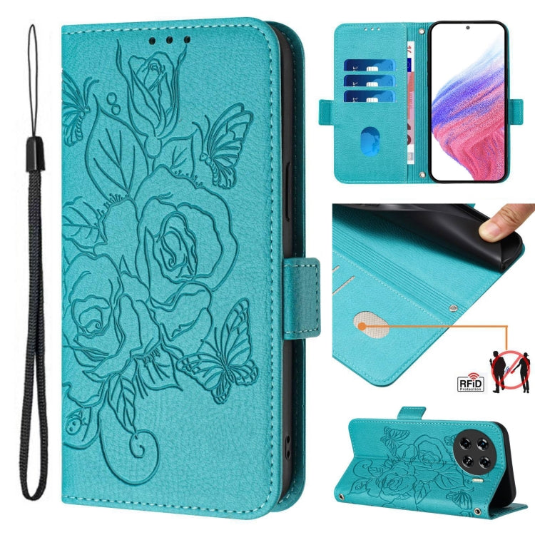 Embossed Rose RFID Anti-theft Leather Phone Case, For Tecno Pova 6 4G, For Tecno Pova 6 5G / 6 Pro, For Tecno Camon 30 Pro 5G, For Tecno Camon 30 5G / 4G, For Tecno Spark 20 Pro+, For Tecno Spark 20 Pro, For Tecno Spark Go 2024 / Spark 20C             ...
