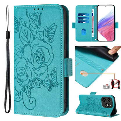 Embossed Rose RFID Anti-theft Leather Phone Case, For Tecno Pova 6 4G, For Tecno Pova 6 5G / 6 Pro, For Tecno Camon 30 Pro 5G, For Tecno Camon 30 5G / 4G, For Tecno Spark 20 Pro+, For Tecno Spark 20 Pro, For Tecno Spark Go 2024 / Spark 20C             ...