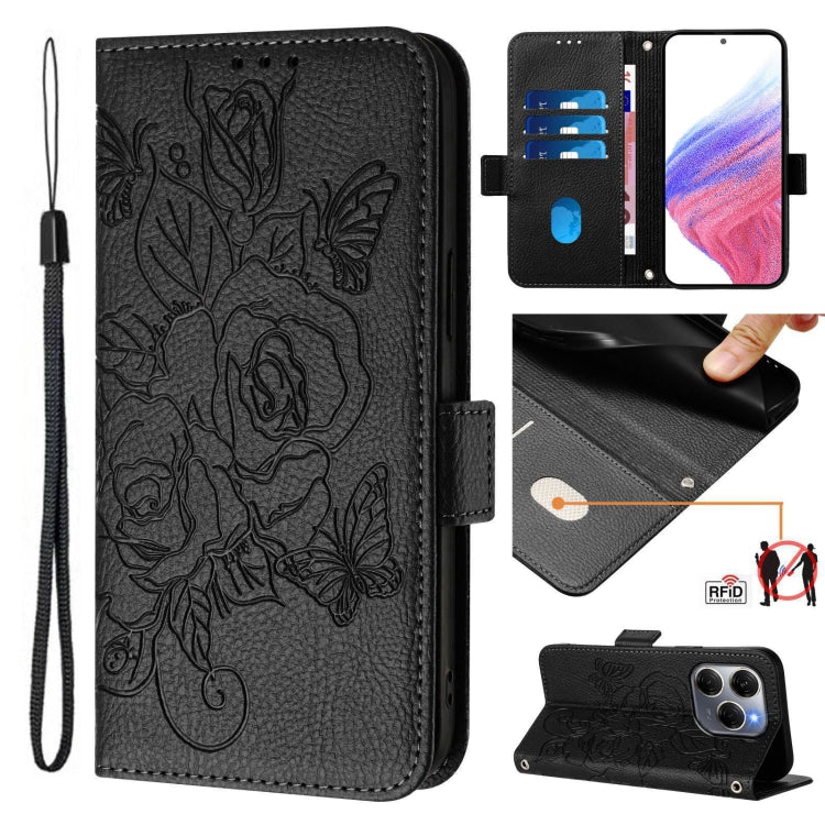 Embossed Rose RFID Anti-theft Leather Phone Case, For Tecno Camon 50 Pro 4G, For Tecno Camon 50 4G, For Tecno Spark Slim 5G, For Tecno Pop 10 / Infinix Smart 10 4G, For Tecno Camon 40 Pro 4G, For Tecno Camon 40 Premier, For Tecno Camon 40 4G           ...