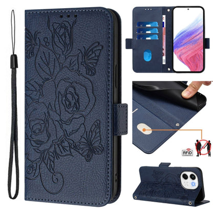 Embossed Rose RFID Anti-theft Leather Phone Case, For Tecno Camon 50 Pro 4G, For Tecno Camon 50 4G, For Tecno Spark Slim 5G, For Tecno Pop 10 / Infinix Smart 10 4G, For Tecno Camon 40 Pro 4G, For Tecno Camon 40 Premier, For Tecno Camon 40 4G           ...
