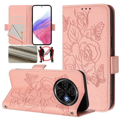 Embossed Rose RFID Anti-theft Leather Phone Case, For Tecno Camon 50 Pro 4G, For Tecno Camon 50 4G, For Tecno Spark Slim 5G, For Tecno Pop 10 / Infinix Smart 10 4G, For Tecno Camon 40 Pro 4G, For Tecno Camon 40 Premier, For Tecno Camon 40 4G           ...
