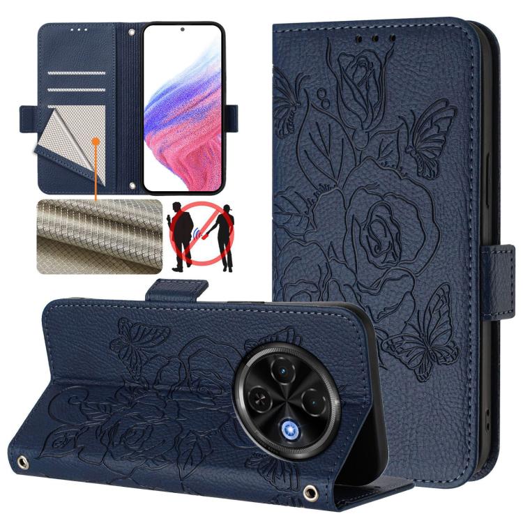 Embossed Rose RFID Anti-theft Leather Phone Case, For Tecno Camon 50 Pro 4G, For Tecno Camon 50 4G, For Tecno Spark Slim 5G, For Tecno Pop 10 / Infinix Smart 10 4G, For Tecno Camon 40 Pro 4G, For Tecno Camon 40 Premier, For Tecno Camon 40 4G           ...