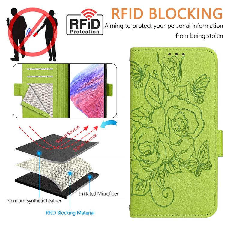 Embossed Rose RFID Anti-theft Leather Phone Case, For Tecno Camon 50 Pro 4G, For Tecno Camon 50 4G, For Tecno Spark Slim 5G, For Tecno Pop 10 / Infinix Smart 10 4G, For Tecno Camon 40 Pro 4G, For Tecno Camon 40 Premier, For Tecno Camon 40 4G           ...