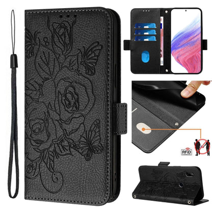 Embossed Rose RFID Anti-theft Leather Phone Case