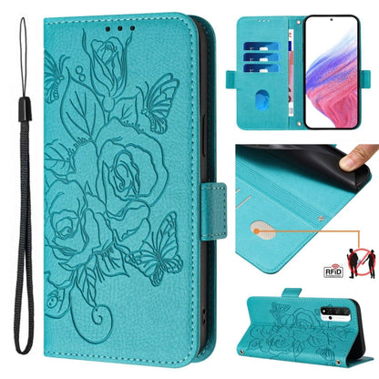 Embossed Rose RFID Anti-theft Leather Phone Case