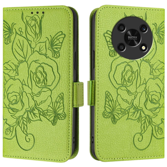 Embossed Rose RFID Anti-theft Leather Phone Case