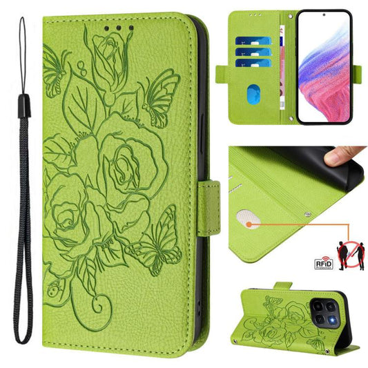 Embossed Rose RFID Anti-theft Leather Phone Case