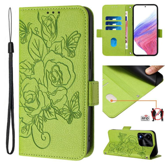Embossed Rose RFID Anti-theft Leather Phone Case