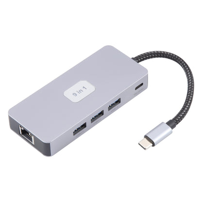 BYL-2318 9 in 1 USB-C / Type-C to USB3.0+Type-C+1000M Ethernet+HDTV+SD / TF Dual Card Slot Docking Station, BYL-2318