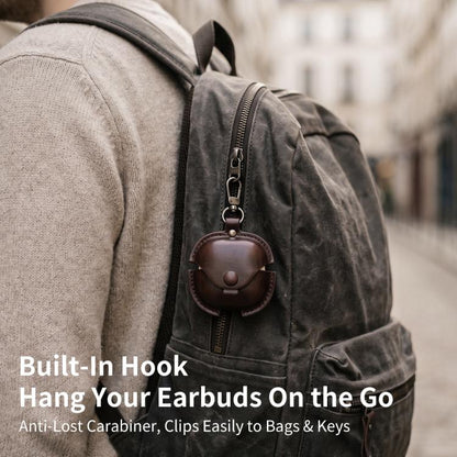 Business Leather Earphone Protective Case with Hook, For Redmi Buds 8 Active, For Redmi Buds 6 Pro / 8 Pro, For Redmi Buds 5 / 6S, For Redmi Buds 6 Active Edition, For Redmi Buds 5 Pro / Buds 4 Pro / Buds 8, For Redmi Buds 4