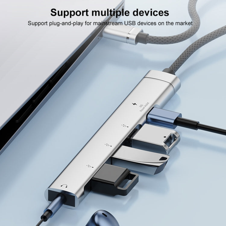 5 in 1 USB-C / Type-C Interface Multi-function HUB Adapter, 5 in 1 (Silver), 5 in 1 (Grey)