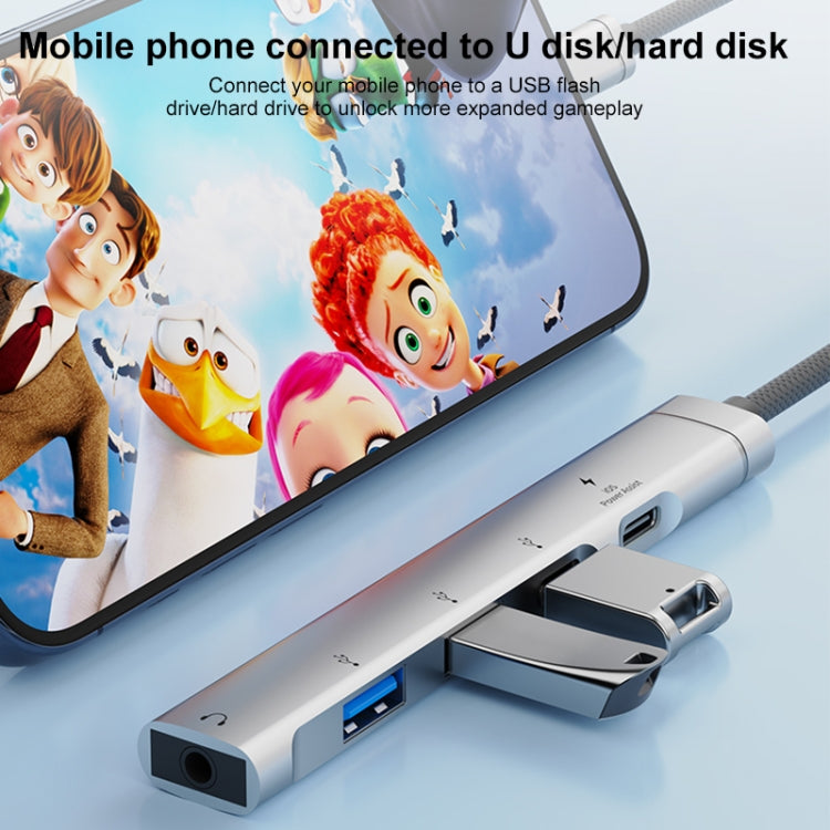 5 in 1 USB-C / Type-C Interface Multi-function HUB Adapter, 5 in 1 (Silver), 5 in 1 (Grey)