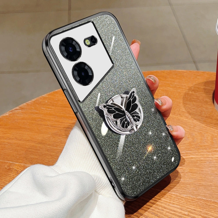 Plated Gradient Glitter Butterfly Holder TPU Phone Case, For Tecno Pova 6 Pro, For Tecno Spark 10C, For Tecno Spark 10 Pro, For Tecno Pop 5 Pro, For Tecno Spark Go 2022, For Tecno Pop 5 LTE, For Tecno Spark Go 2020