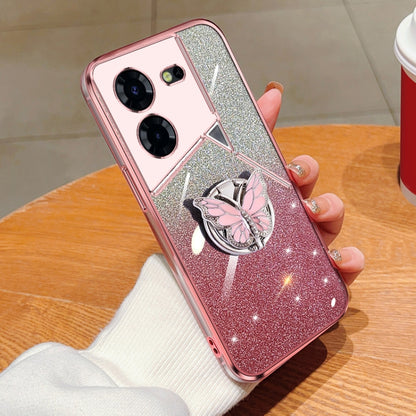 Plated Gradient Glitter Butterfly Holder TPU Phone Case, For Tecno Pova 6 Pro, For Tecno Spark 10C, For Tecno Spark 10 Pro, For Tecno Pop 5 Pro, For Tecno Spark Go 2022, For Tecno Pop 5 LTE, For Tecno Spark Go 2020