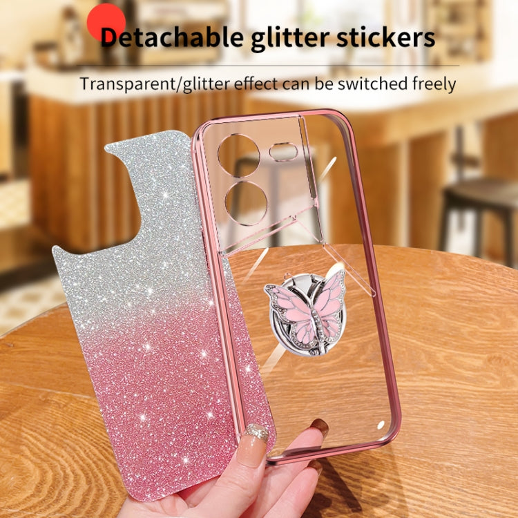 Plated Gradient Glitter Butterfly Holder TPU Phone Case, For Tecno Pova 6 Pro, For Tecno Spark 10C, For Tecno Spark 10 Pro, For Tecno Pop 5 Pro, For Tecno Spark Go 2022, For Tecno Pop 5 LTE, For Tecno Spark Go 2020