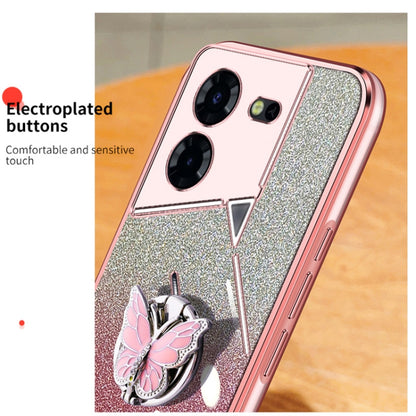 Plated Gradient Glitter Butterfly Holder TPU Phone Case, For Tecno Pova 6 Pro, For Tecno Spark 10C, For Tecno Spark 10 Pro, For Tecno Pop 5 Pro, For Tecno Spark Go 2022, For Tecno Pop 5 LTE, For Tecno Spark Go 2020