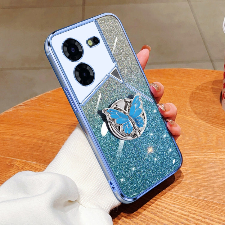 Plated Gradient Glitter Butterfly Holder TPU Phone Case, For Tecno Pova 6 Pro, For Tecno Spark 10C, For Tecno Spark 10 Pro, For Tecno Pop 5 Pro, For Tecno Spark Go 2022, For Tecno Pop 5 LTE, For Tecno Spark Go 2020