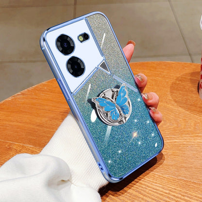 Plated Gradient Glitter Butterfly Holder TPU Phone Case, For Tecno Pova 6 Pro, For Tecno Spark 10C, For Tecno Spark 10 Pro, For Tecno Pop 5 Pro, For Tecno Spark Go 2022, For Tecno Pop 5 LTE, For Tecno Spark Go 2020