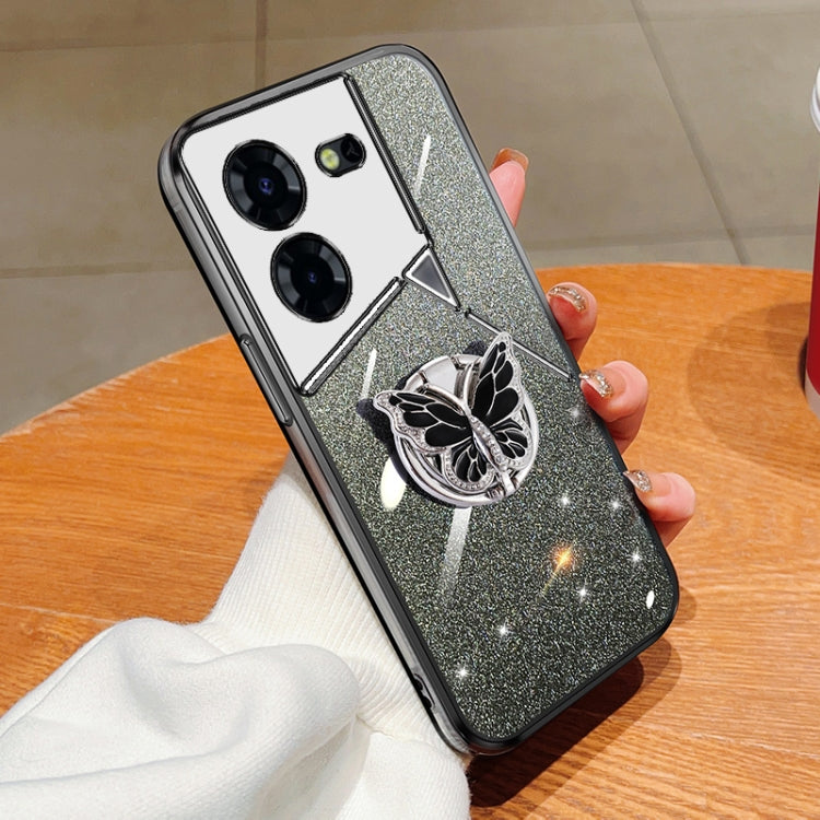 Plated Gradient Glitter Butterfly Holder TPU Phone Case, For Tecno Pova 6 Pro, For Tecno Spark 10C, For Tecno Spark 10 Pro, For Tecno Pop 5 Pro, For Tecno Spark Go 2022, For Tecno Pop 5 LTE, For Tecno Spark Go 2020