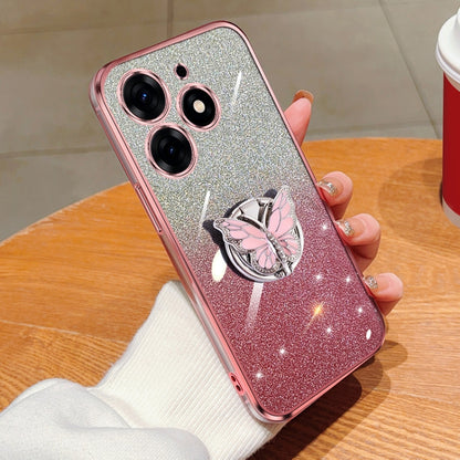 Plated Gradient Glitter Butterfly Holder TPU Phone Case, For Tecno Pova 6 Pro, For Tecno Spark 10C, For Tecno Spark 10 Pro, For Tecno Pop 5 Pro, For Tecno Spark Go 2022, For Tecno Pop 5 LTE, For Tecno Spark Go 2020