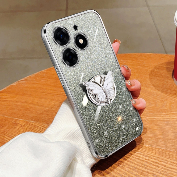 Plated Gradient Glitter Butterfly Holder TPU Phone Case, For Tecno Pova 6 Pro, For Tecno Spark 10C, For Tecno Spark 10 Pro, For Tecno Pop 5 Pro, For Tecno Spark Go 2022, For Tecno Pop 5 LTE, For Tecno Spark Go 2020