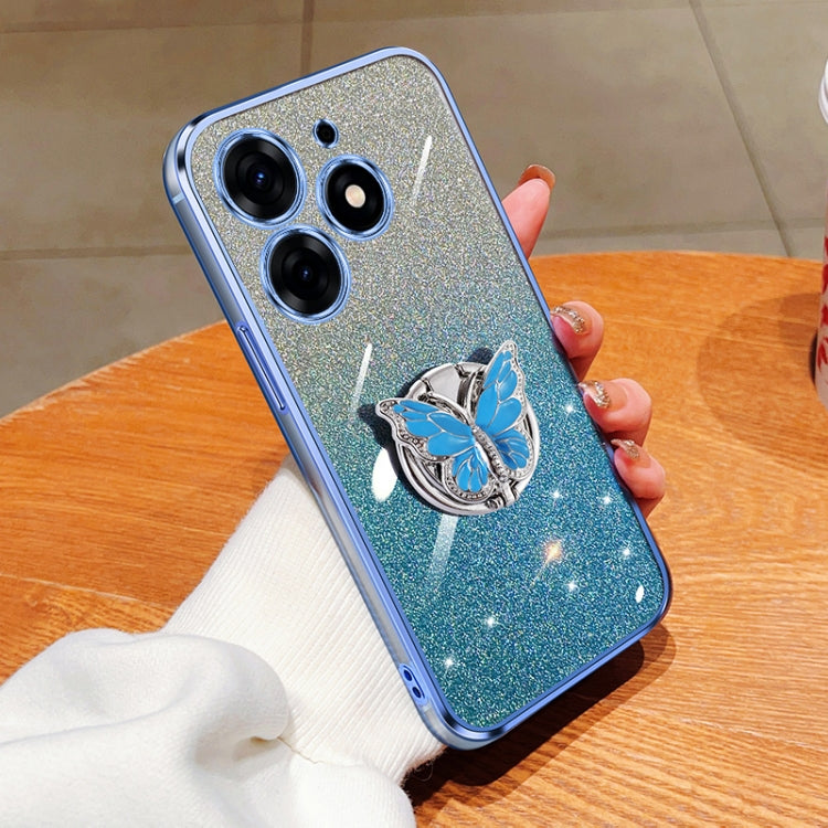 Plated Gradient Glitter Butterfly Holder TPU Phone Case, For Tecno Pova 6 Pro, For Tecno Spark 10C, For Tecno Spark 10 Pro, For Tecno Pop 5 Pro, For Tecno Spark Go 2022, For Tecno Pop 5 LTE, For Tecno Spark Go 2020