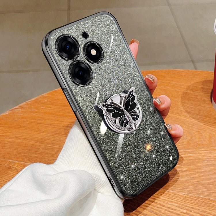Plated Gradient Glitter Butterfly Holder TPU Phone Case, For Tecno Pova 6 Pro, For Tecno Spark 10C, For Tecno Spark 10 Pro, For Tecno Pop 5 Pro, For Tecno Spark Go 2022, For Tecno Pop 5 LTE, For Tecno Spark Go 2020