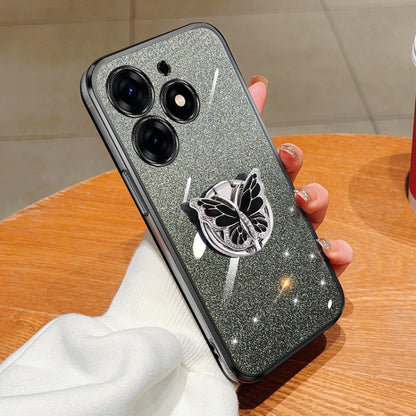 Plated Gradient Glitter Butterfly Holder TPU Phone Case, For Tecno Pova 6 Pro, For Tecno Spark 10C, For Tecno Spark 10 Pro, For Tecno Pop 5 Pro, For Tecno Spark Go 2022, For Tecno Pop 5 LTE, For Tecno Spark Go 2020
