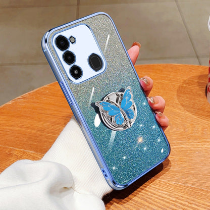 Plated Gradient Glitter Butterfly Holder TPU Phone Case, For Tecno Pova 6 Pro, For Tecno Spark 10C, For Tecno Spark 10 Pro, For Tecno Pop 5 Pro, For Tecno Spark Go 2022, For Tecno Pop 5 LTE, For Tecno Spark Go 2020