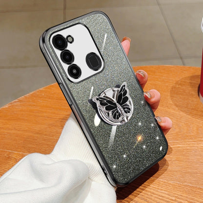 Plated Gradient Glitter Butterfly Holder TPU Phone Case, For Tecno Pova 6 Pro, For Tecno Spark 10C, For Tecno Spark 10 Pro, For Tecno Pop 5 Pro, For Tecno Spark Go 2022, For Tecno Pop 5 LTE, For Tecno Spark Go 2020