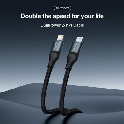 NILLKIN PD3.0 100W/27W USB-C / Type-C to USB-C / Type-C + 8 Pin Dual Power Fast Charging Data Cable, Length: 1.5m