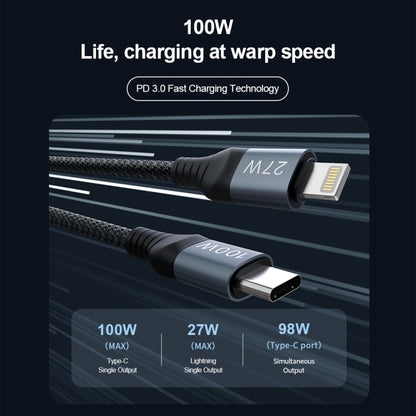 NILLKIN PD3.0 100W/27W USB-C / Type-C to USB-C / Type-C + 8 Pin Dual Power Fast Charging Data Cable, Length: 1.5m