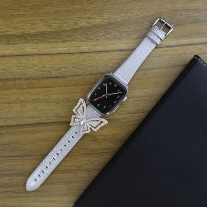 Bowknot Glitter Diamond Replacement Strap Watchband, For Apple Watch 5 & 4 44mm / 3 & 2 & 1 42mm