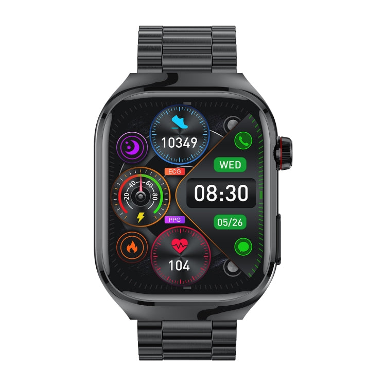 TK16 2.04 inch LCD Screen Steel Strap Smart Watch Supports Health Monitoring