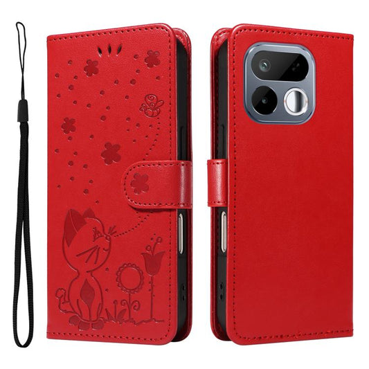 Cat and Bee Embossed Flip Leather Phone Case, For Realme 16T 5G, For Realme 16 Pro+ 5G, For Realme 16 Pro 5G, For Realme P4x 5G, For Realme C85 5G / 15X 5G India, For Realme C85 Pro 4G, For Realme 15T 5G, For Realme C71 4G India, For Realme 15 5G      ...