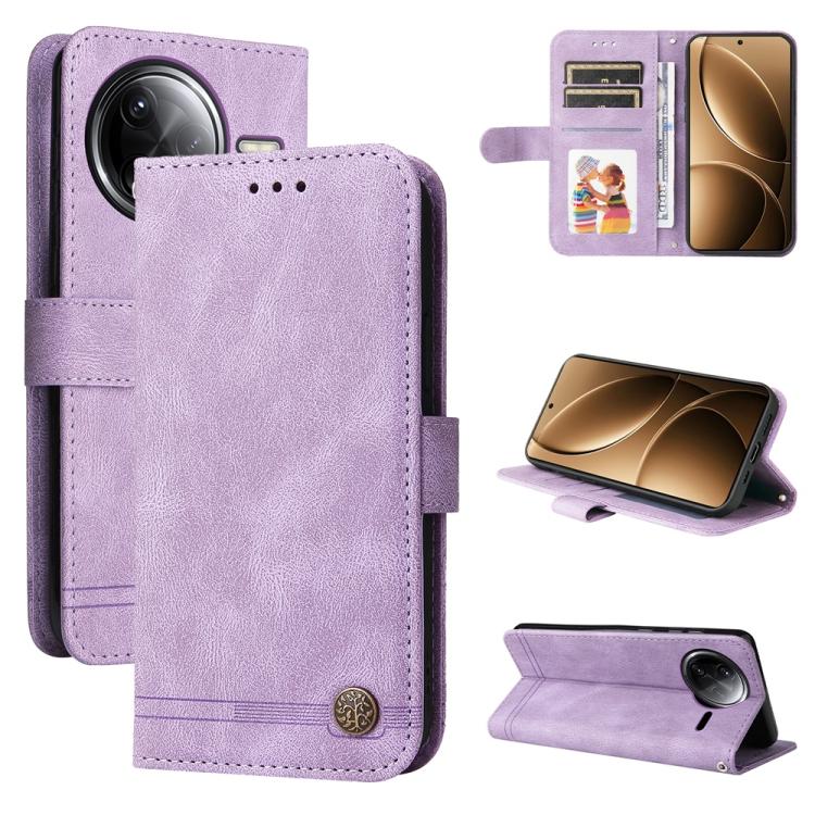 Étui de téléphone en cuir avec bouton métallique Arbre de vie, pour Redmi Note 14 4G 163.25mm Global, pour Redmi Note 14 5G, pour Redmi Note 14 Pro 5G / Note 14 Pro+ 5G, pour Redmi 14C 4G, pour Redmi K70 Ultra, pour Redmi 13 4G / Redmi Note 13R