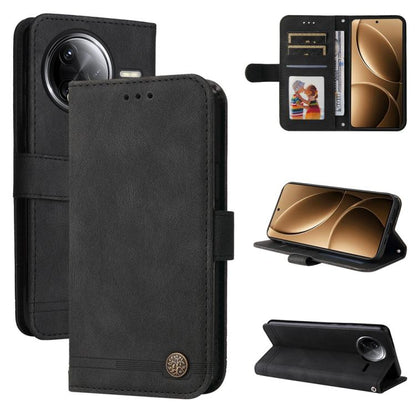 Étui de téléphone en cuir avec bouton métallique Arbre de vie, pour Redmi Note 14 4G 163.25mm Global, pour Redmi Note 14 5G, pour Redmi Note 14 Pro 5G / Note 14 Pro+ 5G, pour Redmi 14C 4G, pour Redmi K70 Ultra, pour Redmi 13 4G / Redmi Note 13R