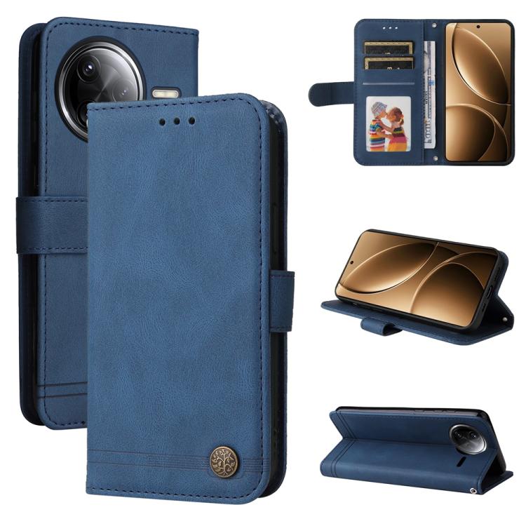 Étui de téléphone en cuir avec bouton métallique Arbre de vie, pour Redmi Note 14 4G 163.25mm Global, pour Redmi Note 14 5G, pour Redmi Note 14 Pro 5G / Note 14 Pro+ 5G, pour Redmi 14C 4G, pour Redmi K70 Ultra, pour Redmi 13 4G / Redmi Note 13R