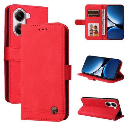 Skin Feel Life Tree Metal Button Leather Phone Case