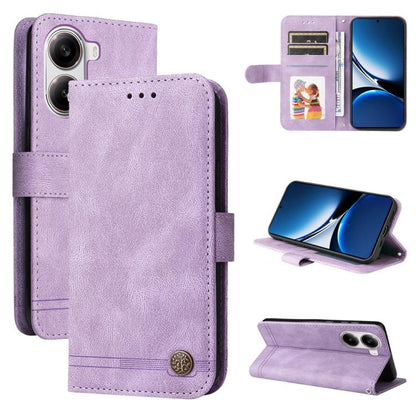 Skin Feel Life Tree Metal Button Leather Phone Case