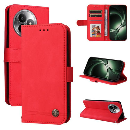 Skin Feel Life Tree Metal Button Leather Phone Case