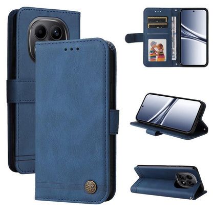 Skin Feel Life Tree Metal Button Leather Phone Case