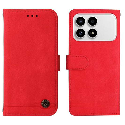 Skin Feel Life Tree Metal Button Leather Phone Case