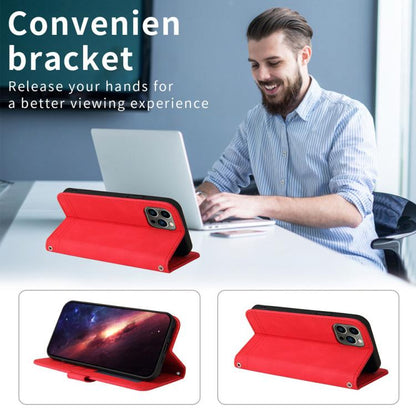 Skin Feel Life Tree Metal Button Leather Phone Case