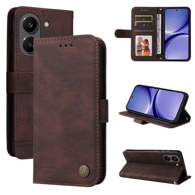 Skin Feel Life Tree Metal Button Leather Phone Case, For Redmi Note 17 5G / 4G Global 171mm, For Redmi Note 17 Pro+ 5G Global 163mm, For Redmi 17 5G / 4G Global 170mm, For Redmi 15a 5G, For Redmi Turbo 5 Max 5G / Poco X8 Pro Max 5G                     ...