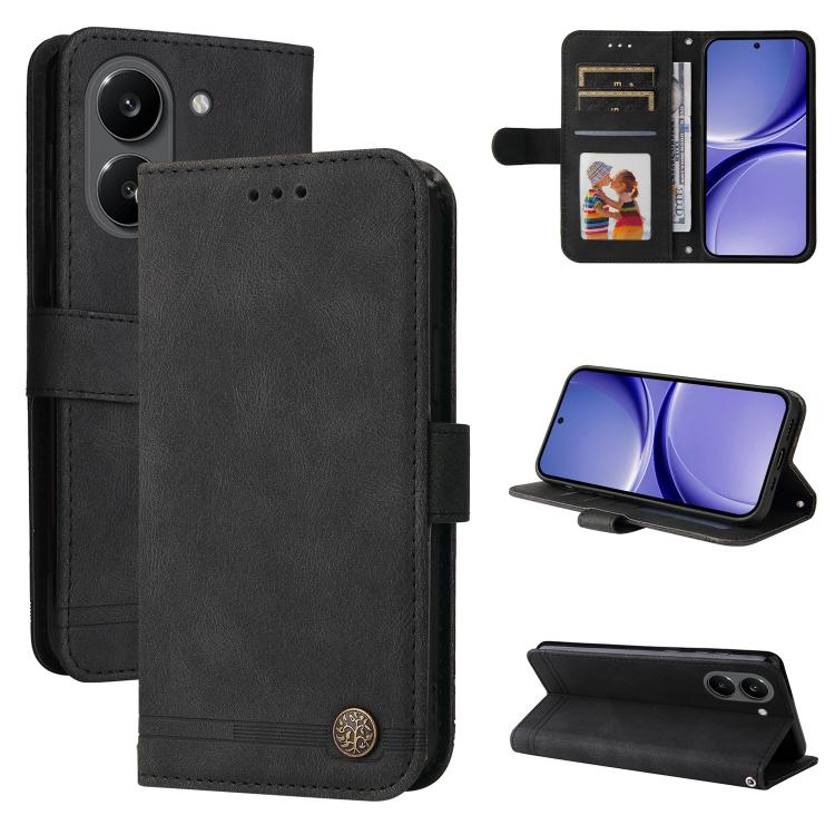 Skin Feel Life Tree Metal Button Leather Phone Case, For Redmi Note 17 5G / 4G Global 171mm, For Redmi Note 17 Pro+ 5G Global 163mm, For Redmi 17 5G / 4G Global 170mm, For Redmi 15a 5G, For Redmi Turbo 5 Max 5G / Poco X8 Pro Max 5G                     ...