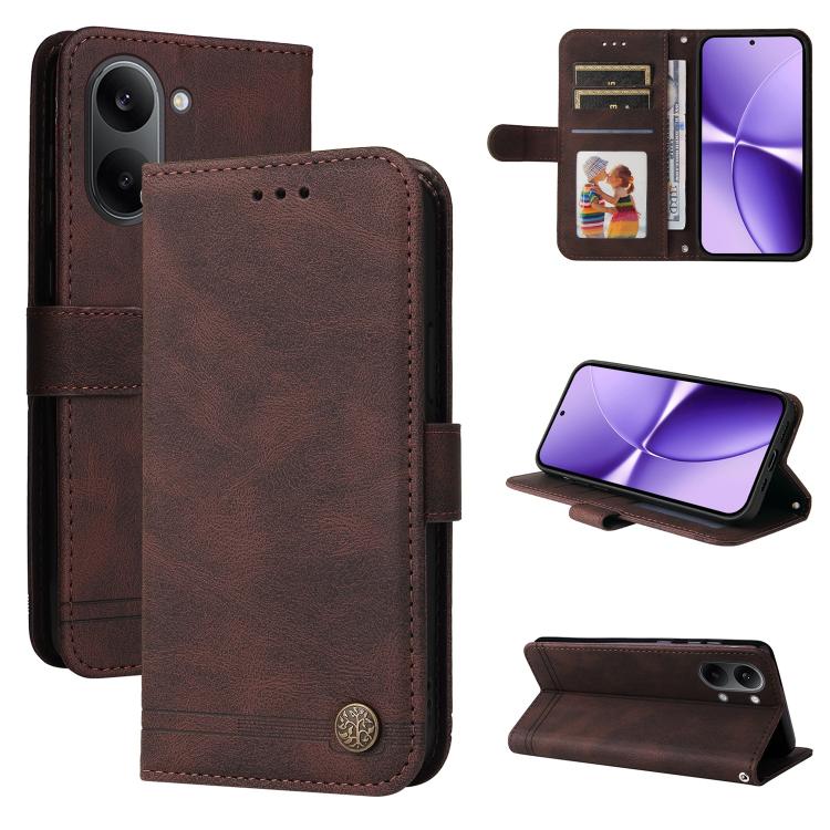 Skin Feel Life Tree Metal Button Leather Phone Case, For Redmi Note 17 5G / 4G Global 171mm, For Redmi Note 17 Pro+ 5G Global 163mm, For Redmi 17 5G / 4G Global 170mm, For Redmi 15a 5G, For Redmi Turbo 5 Max 5G / Poco X8 Pro Max 5G                     ...